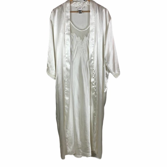 Talbots Other - Talbots Long Night Gown & Robe White Sz S